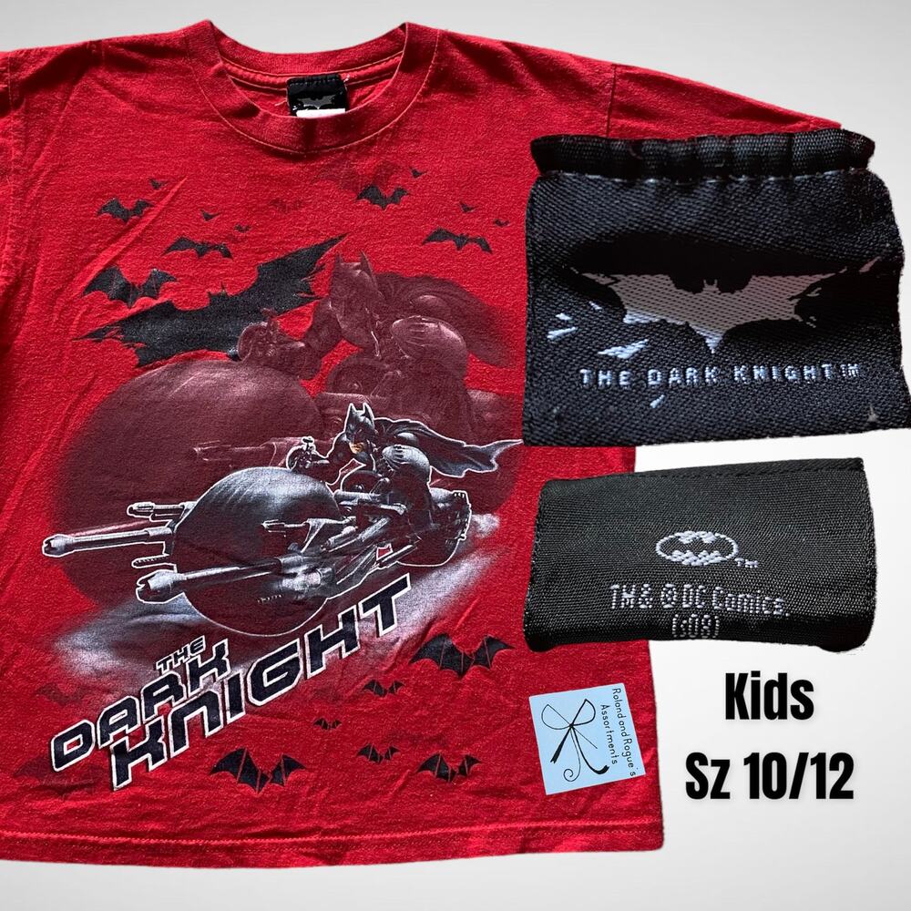 DC Comics Batman 2008 The Dark Knight Batcycle T-Shirt Kids Sz L 10/12